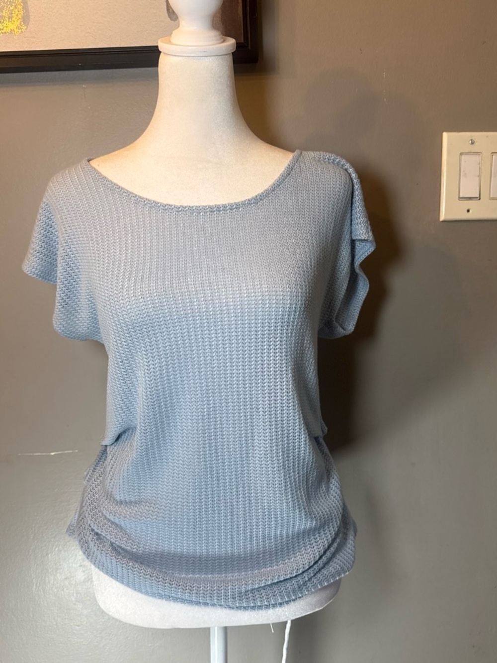 Light Blue Women's Knit Short Sleeve Top
